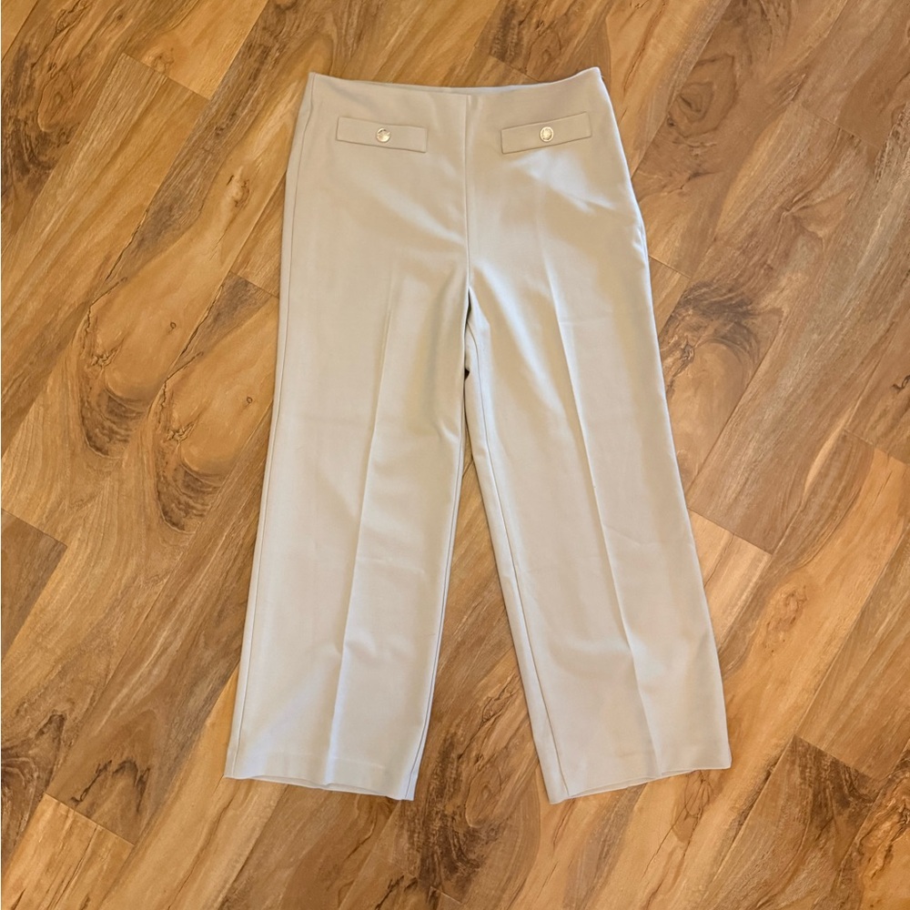 Loft Petite Button Trim Wide Leg Pants in Twill (NWT)